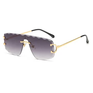 Fashion Luxury Oversized Frameless square Integrated Lens Men Sunglass Trendy Design Shade Sunglasses 2024