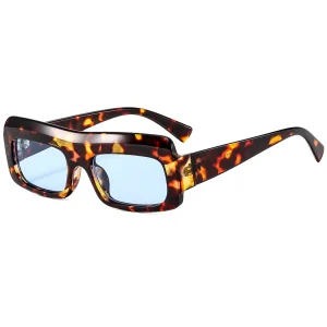 Low Price Unisex Tortoiseshell Frame Rectangle Sunglasses Flat Top Thick Square Large Candy Color Sunglasses