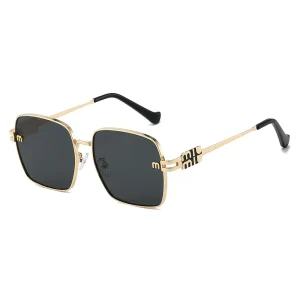 Big Square Fashionable Metal Sun Glasses Custom Shades Luxury Fashion Custom High Quality Sunglasses