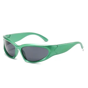VIFF XY20896 Aliens Wrap Around Shades Futuristic Oval Trendy Eyewear Y2K Sun Glasses Sunglasses for Women Men