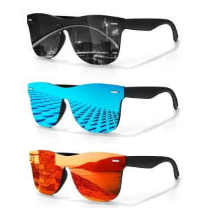 Trendy Polarized Mirrored Sunglasses Men Women Flat One Piece Reflective Shades for Driving Fishing UV Protection Sunglasses