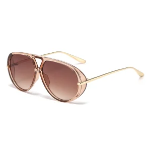 Trendy Oversized Oval Ladies Sunglasses Wholesale Fashion Retro Double Bridges UV400 Women Sunglasses